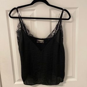 Urban Outfitters Black Satin Lace Tank Top Size L
